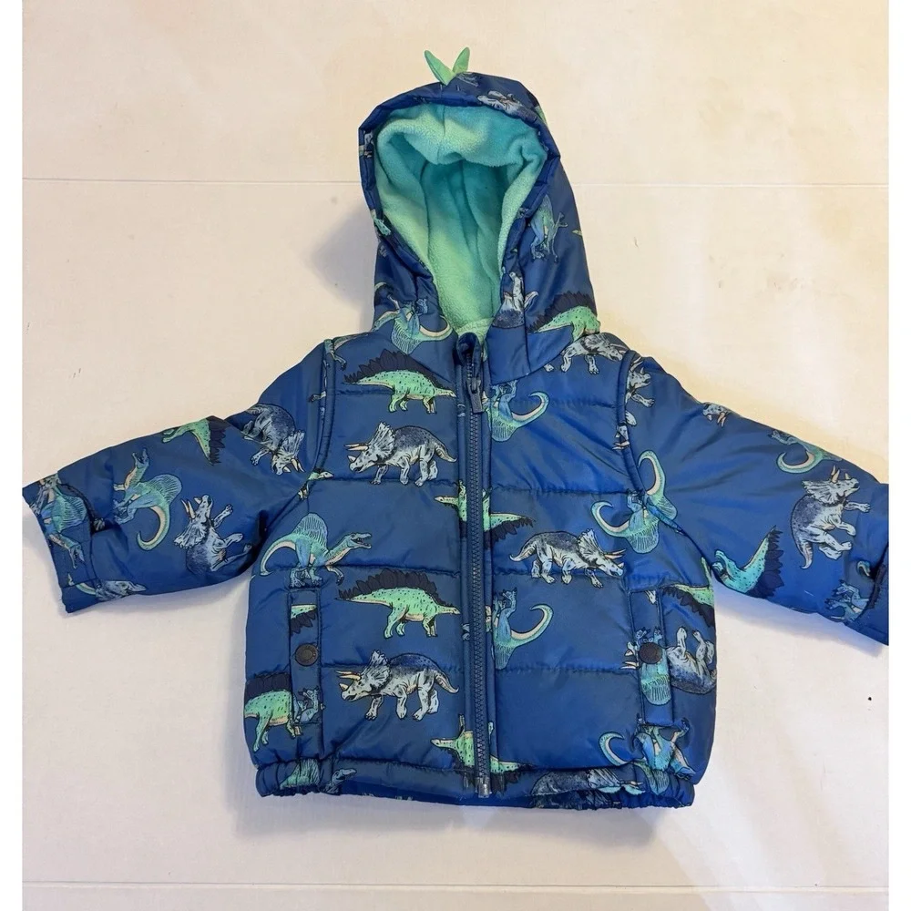 Carter's Size 18 month Dinosaur Winter Coat with Spiky Hood